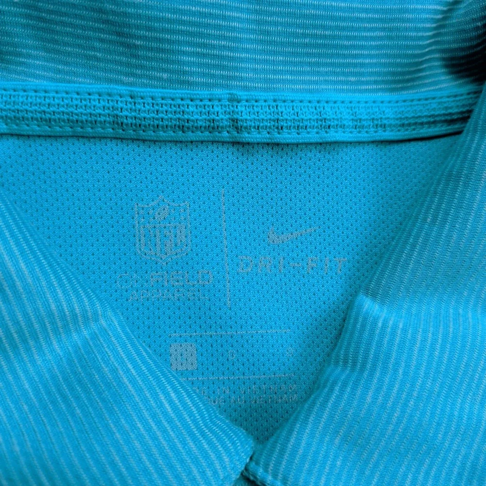 Nike Miami Dolphins NFL On Field Polo Shirt Men L Blue Orange Stripe Performance